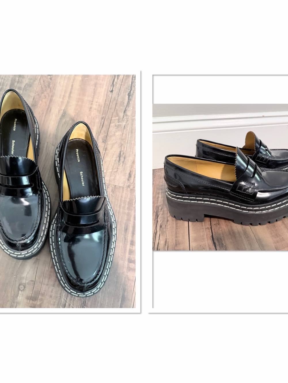 Proenza Schouler Black Patent Platform Penny Loafers